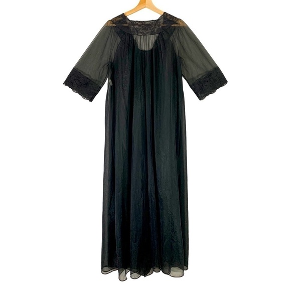 Vintage Shadow Line Chiffon Peignoir Lingerie Gown Size Medium - Picture 2 of 8